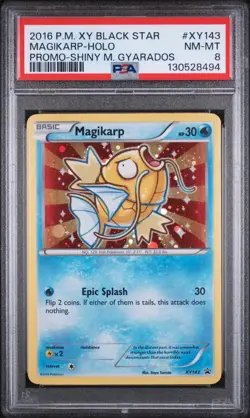 2016 POKEMON XY BLACK STAR PROMO SHINY MEGA GYARADOS #XY143 MAGIKARP-HOLO PSA 8 - Image 1