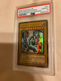 Blue-Eyes White Dragon PSA 10 LOB-001 Ultra Rare 2002 Vintage YU-GI-OH! #001 - Image 2