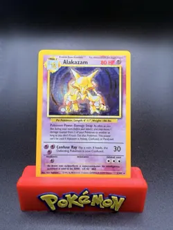 Pokemon Alakazam TCG Base Set Holo Card 1/102 Unlimited Holo Rare MP - Image 1