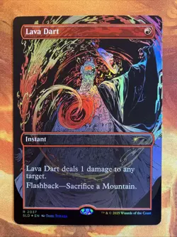 MTG Rainbow Foil Borderless Lava Dart Secret Lair vroooOOOMMMMMM! - Image 1