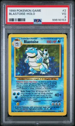 Blastoise Pokemon 1999 Holo Base Set Unlimited English 2/102 PSA 3 - Image 1