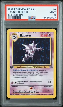 Haunter-Holo PSA 9 1999 Pokemon Fossil #6 1st Edition Pokemon - Image 1