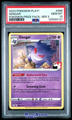 Pokemon Card PSA 10 Gengar 066/196 Play Prize Pack Series Promo Non-Holo 2023 #1 - Image 1