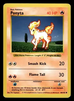 Ponyta 60/102 Shadowless Base Set Pokemon Card - Image 1
