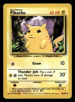Pikachu 58/102 Common Base Set Pokemon Card - 2 - Image 1