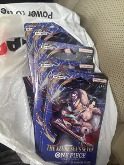 One Piece OP-14 The Azure Sea’s Seven Sleeved Booster Pack Lot Of 26 In Hand! - Image 1