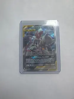 Pokemon TCG Mewtwo & Mew GX Black Star Promo Full Art Tag Team Holo Card - Image 1