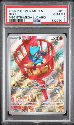 Pokemon TCG Riolu 010 Mega Evolution ETB Promo Card PSA 10 - Image 1