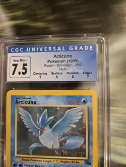 Articuno 2/62 Fossil Unlimited Holo Pokemon TCG Card CGC 7.5 with SUBGRADES! - Image 5