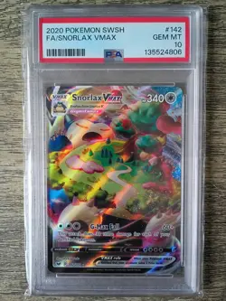 Snorlax VMAX 142/202 Swsh01: Sword & Shield Pokemon Card PSA 10 - Image 1