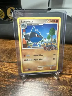 Pokemon TCG 2009 Lucario LV. 41 Rumble Stamp Card 12/16 LP/MP Condition - Image 1