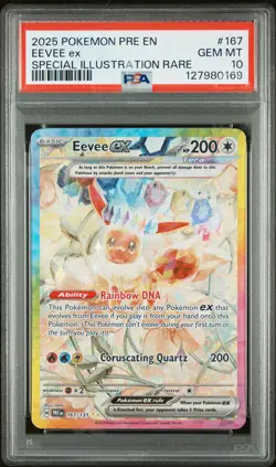 2025 POKEMON PRE EN-PRISMATIC EVOLUTIONS #167 EEVEE EX PSA 10 - Image 1