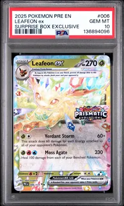 2025 POKEMON PRE EN-PRISMATIC EVOLUTIONS #006 LEAFEON EX PSA 10 - Image 1