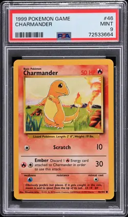 1999 POKEMON GAME #46 CHARMANDER PSA 9 - Image 1
