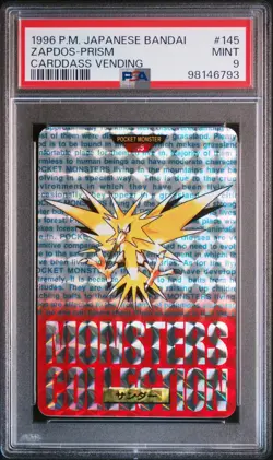 Zapdos Pokemon 1996 Prism Bandai Carddass Vending Red Japanese #145 PSA 9 - Image 1