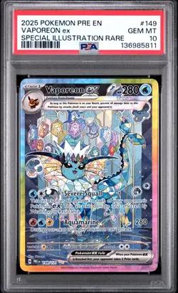 Pokemon TCG Prismatic Evolutions Vaporeon EX Sir 149/131 PSA 10 - Image 1