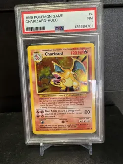 1999 POKEMON BASE SET UNLIMITED #4 CHARIZARD-HOLO PSA 7 - Image 3