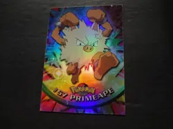 1999 Topps Pokemon Rainbow Foil #57 Primeape Holo Blue Logo Series 1 TV 1st ** - Image 1