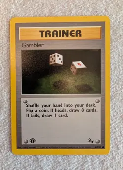 Pokemon - Gambler Trainer - 1st Edition Fossil - LP - Image 1