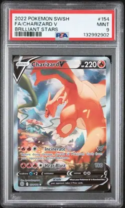Charizard V 154 Alternate Art Pokemon SWSH Brilliant Stars PSA 9 MINT - Image 1