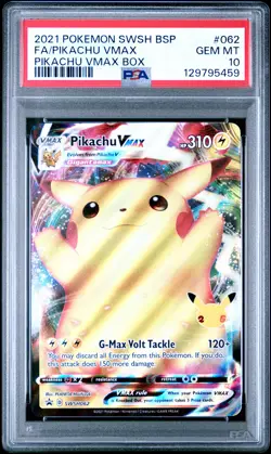 2021 POKEMON SWSH BLACK STAR PROMO PIKACHU VMAX BOX FULL ART/PIKACHU VMAX PSA 10 - Image 1