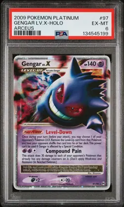 2009 POKEMON PLATINUM ARCEUS #97 GENGAR LV.X-HOLO PSA 6 - Image 1