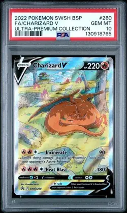 2022 POKEMON SWSH BLACK STAR PROMO #260 FULL ART/CHARIZARD V PSA 10 - Image 1