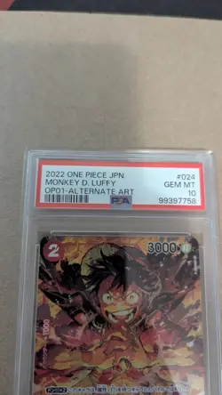PSA 10 Monkey D. Luffy Alt Art Romance Dawn OP01-024 One Piece Japanese - Image 2