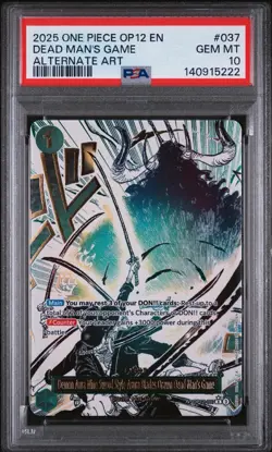 2025 DEAD MAN'S GAME ALTERNATE ART ONE PIECE OP12-037 PSA 10 - Image 1