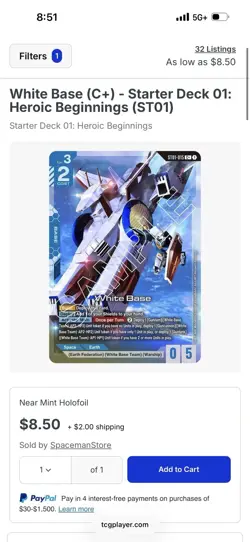 White Base Alternate Art Foil ST01-015 C+ - Gundam TCG Card Game - Image 3