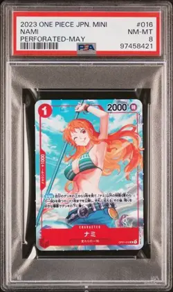 PSA 8 Nami OP01016 Perforated May One Piece Card Japanese 2023 Mini - Image 1