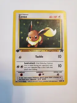 Pokemon Card Eevee 55/82 Team Rocket First Edition LP - Image 1