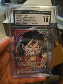 CGC 10 ONE PIECE Card Monkey D. Luffy Alt Art OP01-003 ROMANCE DAWN Japanese - Image 3
