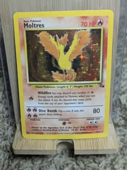Pokemon Card Moltres 12/62, Fossil Set, Holographic 1999 Wizards Of The Coast - Image 1