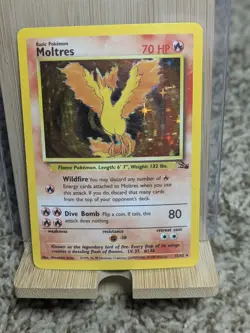 Pokemon Card Moltres 12/62, Fossil Set, Holographic 1999 Wizards Of The Coast - Image 2