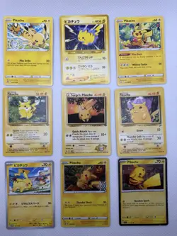 Pikachu Pokemon Assorted Card Lot of 9 Pikachu Cards Different Sets No Duplicate - Image 1
