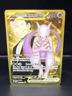 Pokemon Team Rockets Mewtwo EX Gold Full Art Holo Card 240/182 Destined Rivals - Image 1