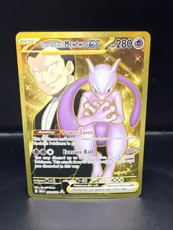 Pokemon Team Rockets Mewtwo EX Gold Full Art Holo Card 240/182 Destined Rivals - Image 3