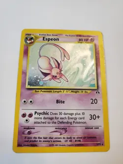 Espeon Holo Rare 1/75 Neo Discovery WOTC Pokemon Card 2001 MP - Image 1