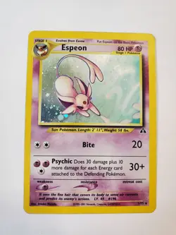 Espeon Holo Rare 1/75 Neo Discovery WOTC Pokemon Card 2001 MP - Image 2