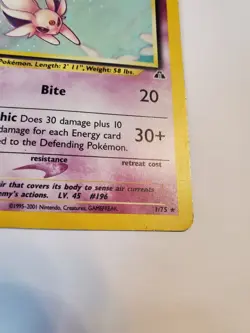 Espeon Holo Rare 1/75 Neo Discovery WOTC Pokemon Card 2001 MP - Image 5