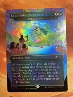 MTG Spanish Foil Borderless La abundancia de Yucahu - Sylvan Library Secret Lair - Image 1