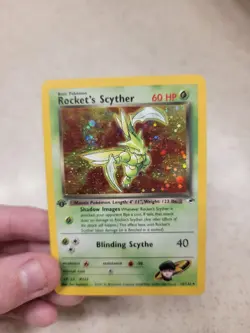 Pokemon 1st Edition Rocket's Scyther 13/132 Gym Heroes Vintage Holo MP-LP - Image 1