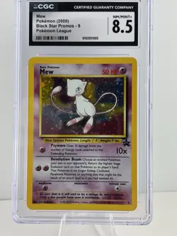2000 POKEMON PROMO BLACK STAR POKEMON LEAGUE #9 MEW-HOLO CGC 8.5 NM/MINT+ - Image 1