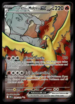 Pokemon TCG SV10: Destined Rivals #208/182 Team Rocket's Moltres ex Holo NM - Image 1
