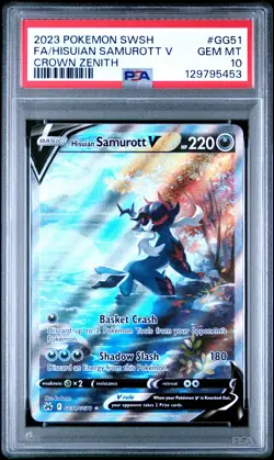 2023 POKEMON SWORD & SHIELD CROWN ZENITH FULL ART/HISUIAN SAMUROTT V PSA 10 - Image 1