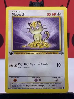 Meowth 56/64 Jungle 1st Edition Regular Common 1999 WOTC Pokemon TCG MP - Image 3