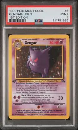 1999 POKEMON FOSSIL 1ST ED #5 GENGAR-HOLO PSA 9 - Image 1