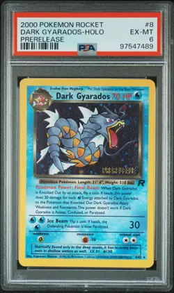 2000 POKEMON ROCKET PRERELEASE #8 DARK GYARADOS-HOLO PSA 6 - Image 1