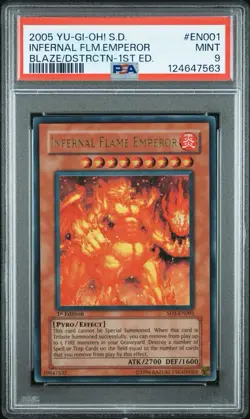 2005 Yu-Gi-Oh! Infernal Flame Emperor SD3 1st Edition Ultra Rare PSA 9 - Image 1